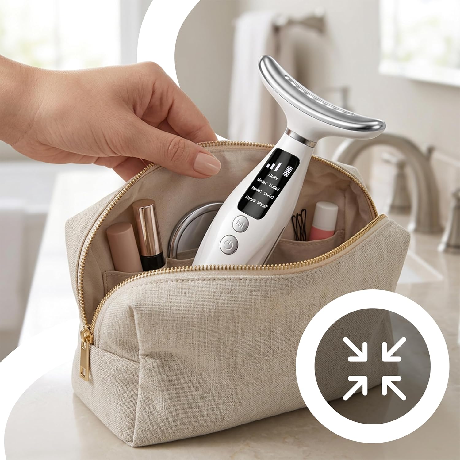 Retoo Masajeador facial contra arrugas con luz LED de 7 colores, 3 modos, función de calor a 45 °C, dispositivo antienvejecimiento, masaje facial EMS para reafirmar la piel cara y cuello USB